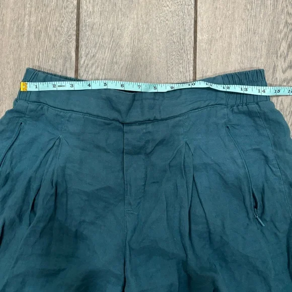 Athleta Playa Linen Borealis Green Wide Leg Crop Pants Size 8 Tall - Picture 6 of 10